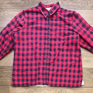 L. L. Bean Women's Fleece-Lined Plaid Button Down, Size XL, Fully Lined Red/Blue